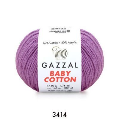 GAZZAL  BABY COTTON   3414  - 60% Хлопок, 40% Акрил 50 г/165 м